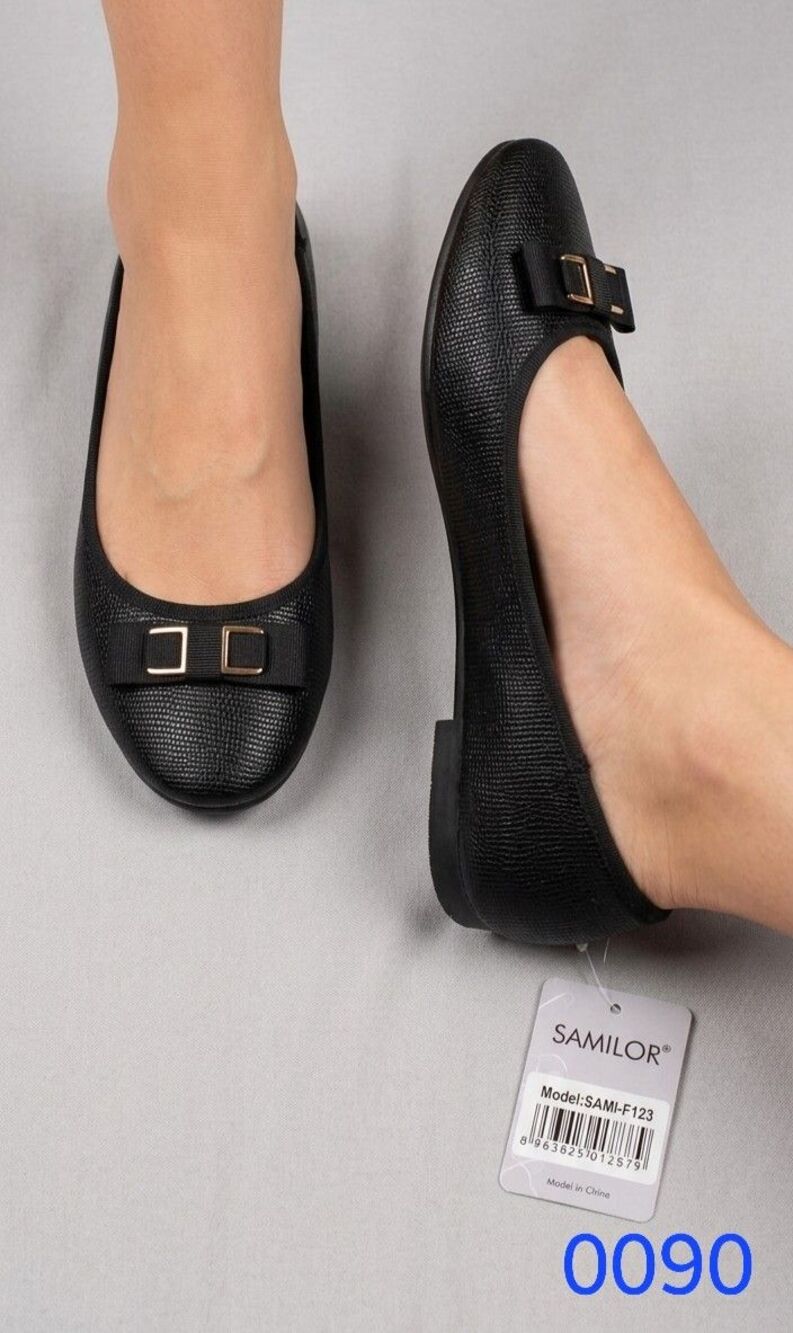 Samilor Womens Black Faux Leather Ballet Flats With Buckle Accent Size 9 0090